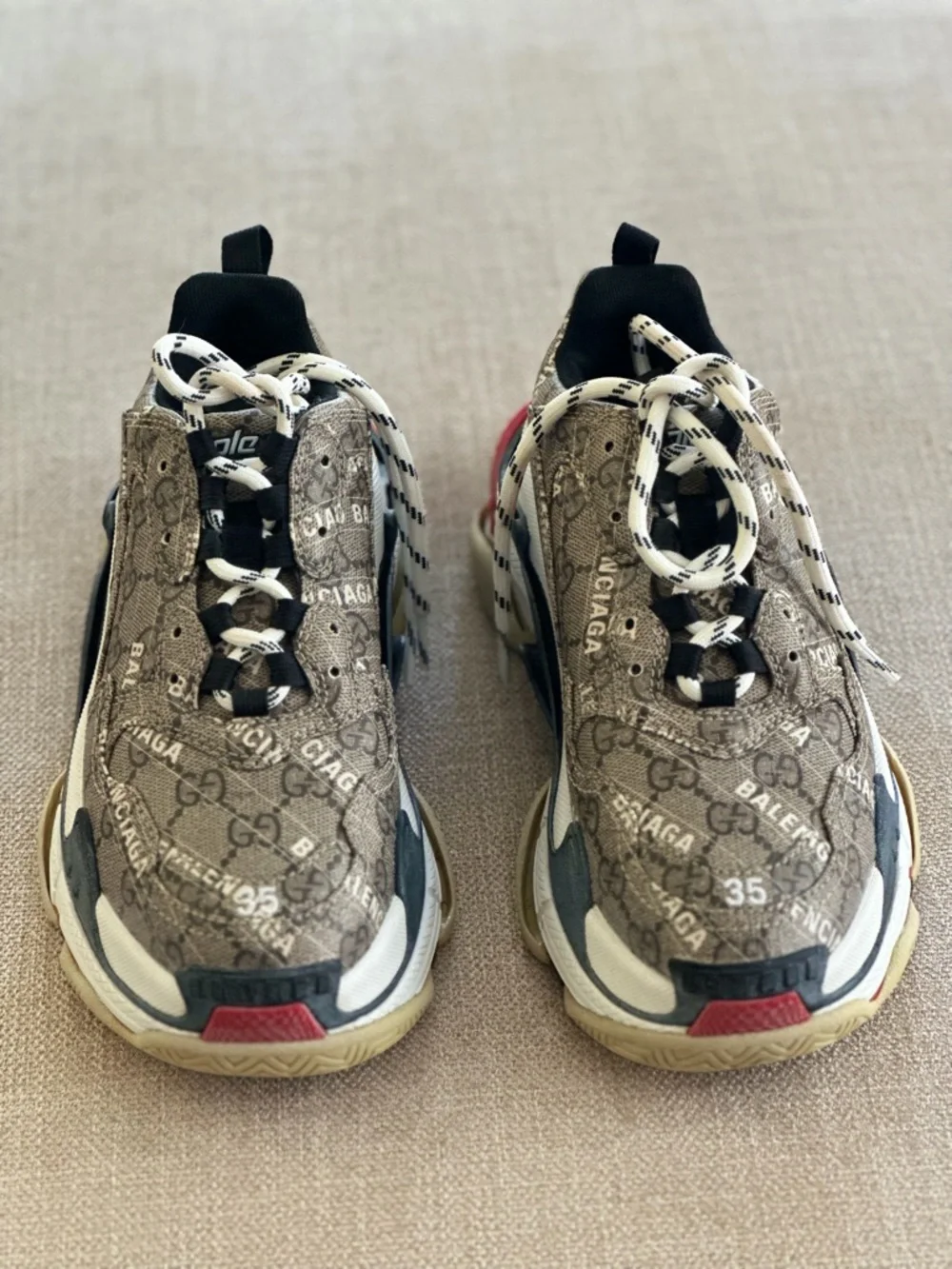 Balenciaga x Gucci Hacker Project Track Sneakers Size 35 Logo Authentic - Picture 3 of 6